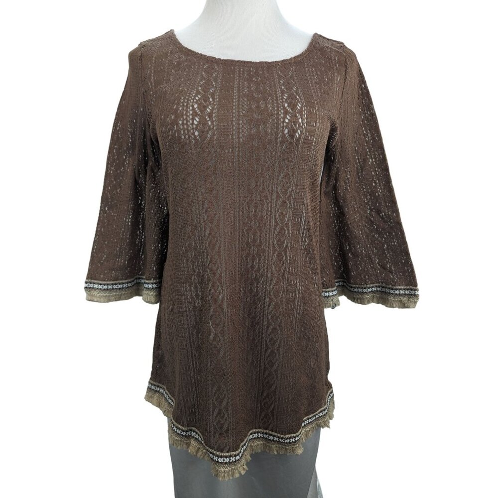 Chic Brown Lace Women's Tunic